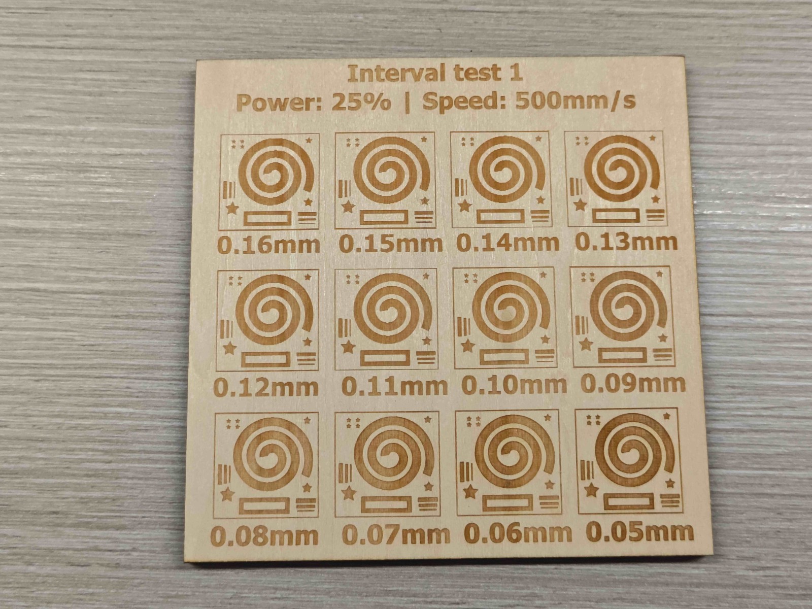 An interval test made with a Thunder Bolt 30W RF laser machine An interval test made with a Thunder Bolt 30W RF laser machine